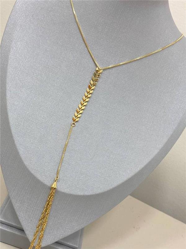 COLAR PINGENTE FOLHA E FRANJA