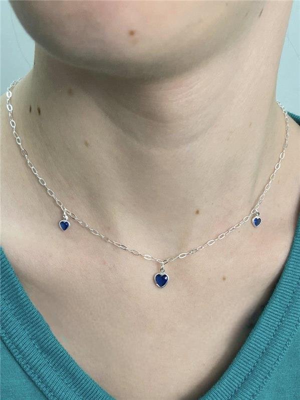 COLAR PINGENTE CORAÇÃO PONTO LUZ 40CM+5CM EXTENSOR