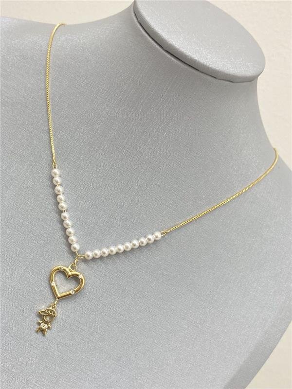 COLAR PÉROLA PINGENTE CORAÇÃO MENINO