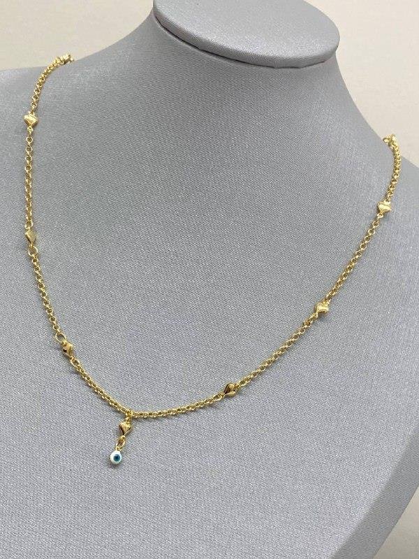 COLAR ELO PORTUGUÊS CORAÇÃO E OLHO GREGO