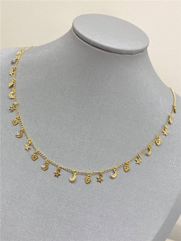 COLAR PINGENTE CORAÇÃO ESTRELA E LUA