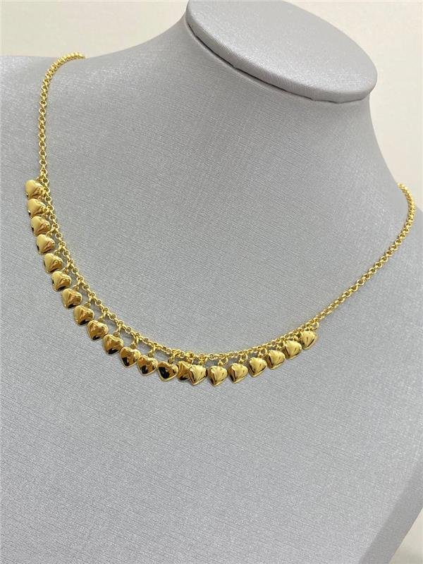 CHOKER ELO PORTUGUÊS PINGENTE CORAÇÃO