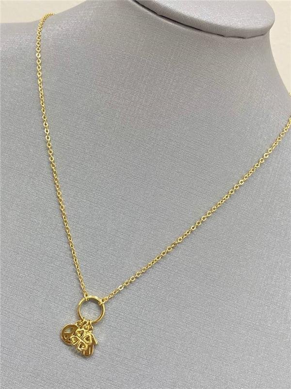 COLAR PINGENTE MÃO TREVO SÍMBOLO DA PAZ