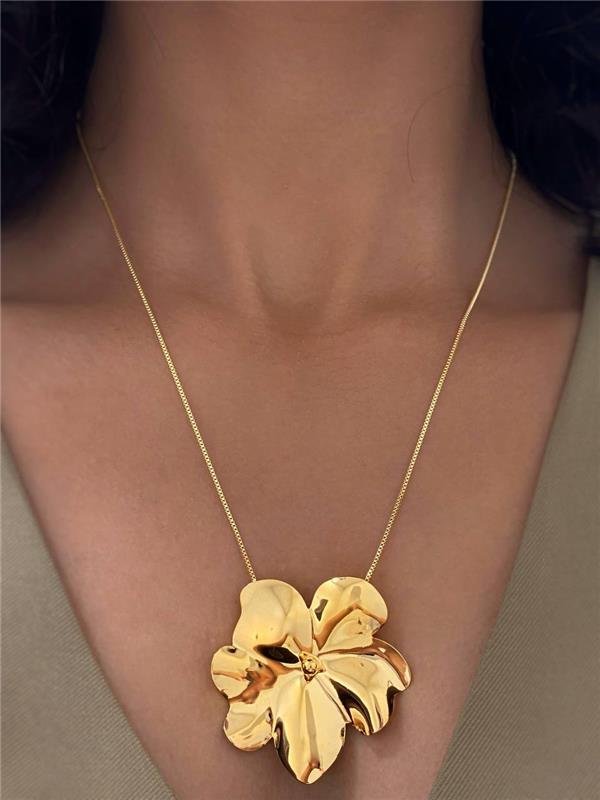 COLAR V12 C/PINGENTE FLOR LISA G 49CM+5CM EXTENSOR