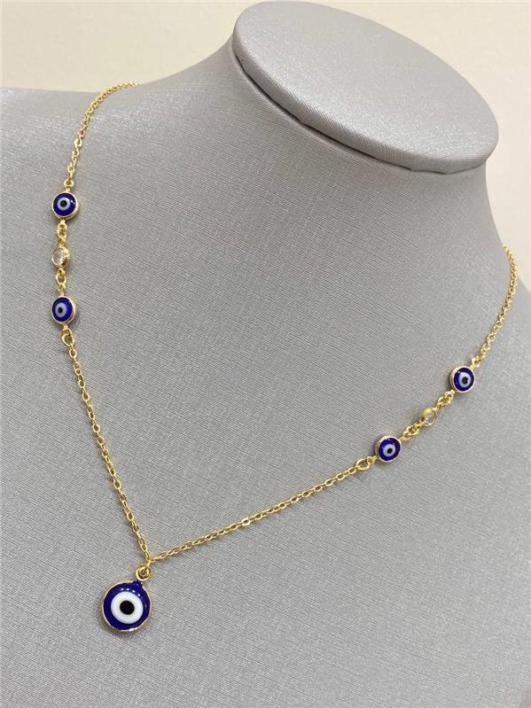 COLAR PINGENTE OLHO GREGO E PONTO LUZ