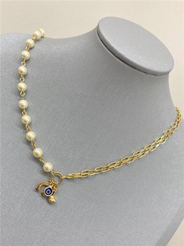 COLAR ELO/PÉROLA PINGENTES MÍSTICOS