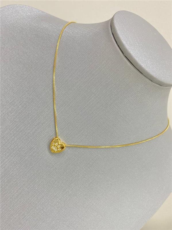 COLAR CORAÇÃO PATINHA COM ZIRCÔNIA 