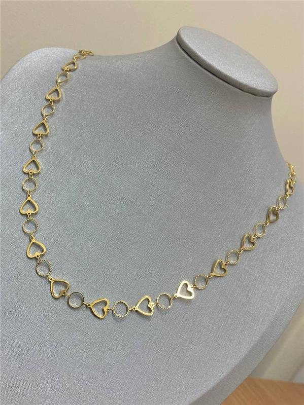 COLAR CORAÇÃO E ELO REDONDO