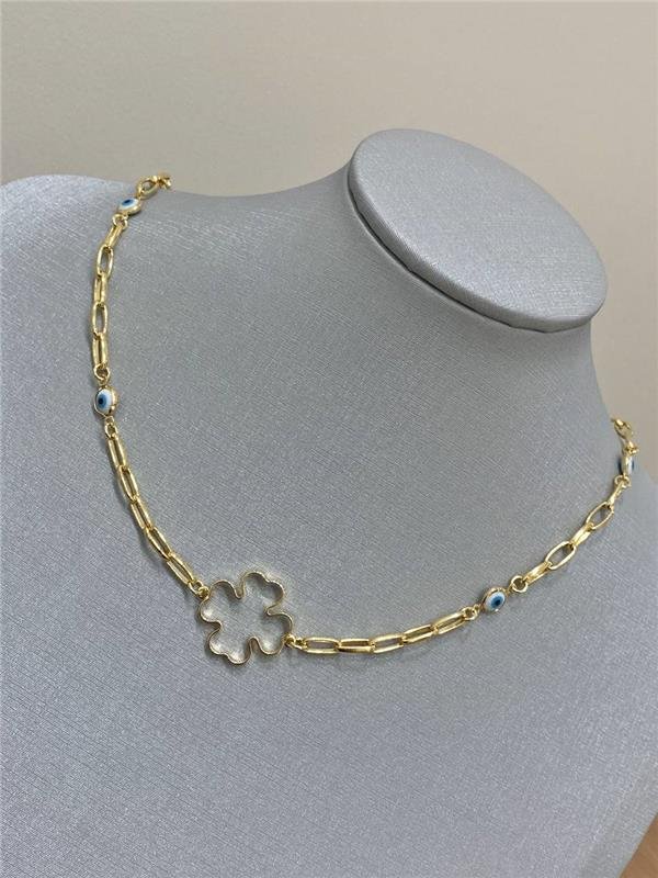 COLAR TREVO/OLHO GREGO