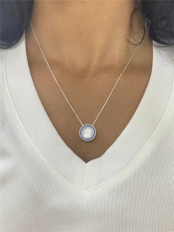 COLAR REDONDO NS APARECIDA ZIRCÔNIA AZUL