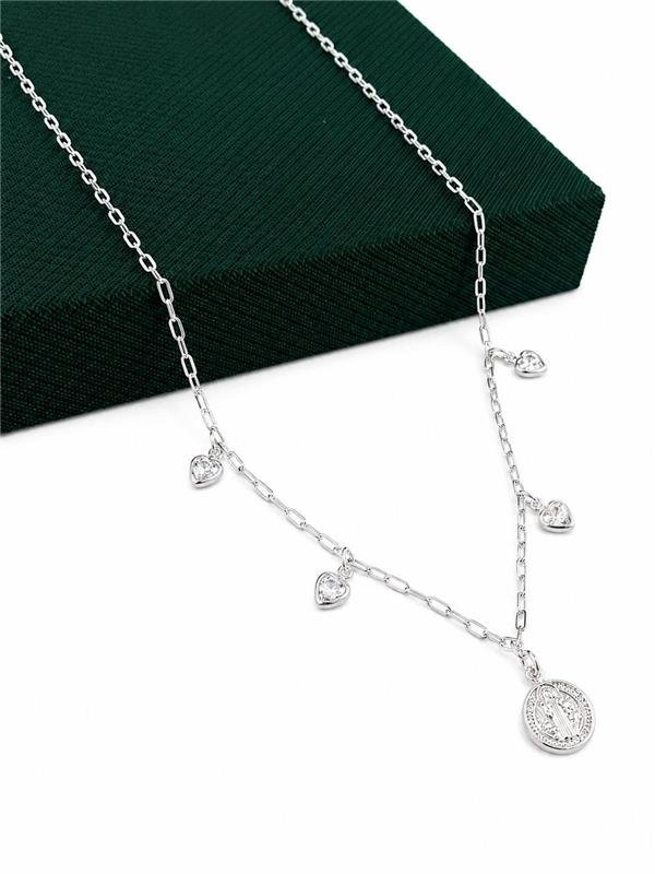 COLAR PINGENTE SÃO BENTO PONTO LUZ CORAÇÃO 40CM
