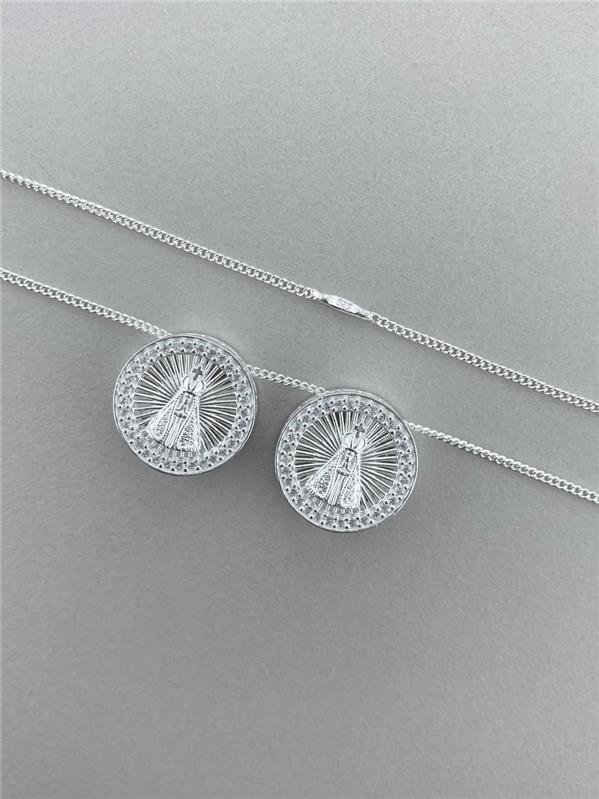 ESCAPULÁRIO NS APARECIDA REDONDO RENDA ITALIANA