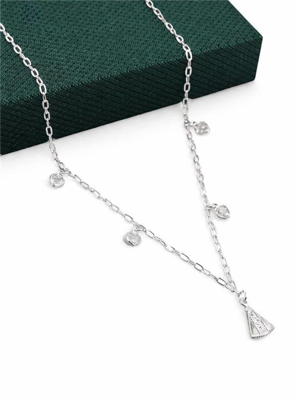 COLAR PINGENTE NS APARECIDA PONTO LUZ CORAÇÃO CRISTAL 40CM
