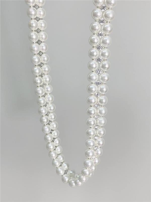 COLAR PÉROLA SHELL DUPLA E PONTO LUZ