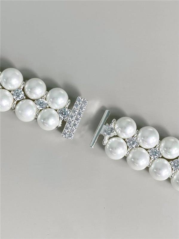 COLAR PÉROLA SHELL DUPLA E PONTO LUZ