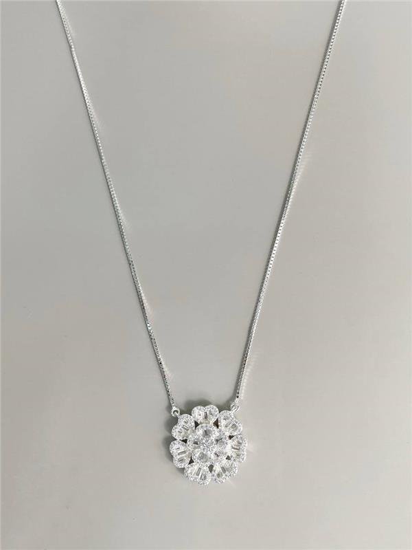 COLAR V14 FLOR CRAVEJADA NAVETE 40CM+5CM EXTENSOR