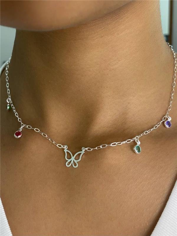 COLAR BORBOLETA C/PONTO LUZ REDONDO