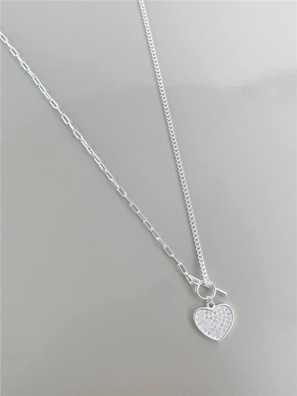 COLAR PINGENTE CORAÇÃO C/ZIRCÔNIA CRISTAL 45CM