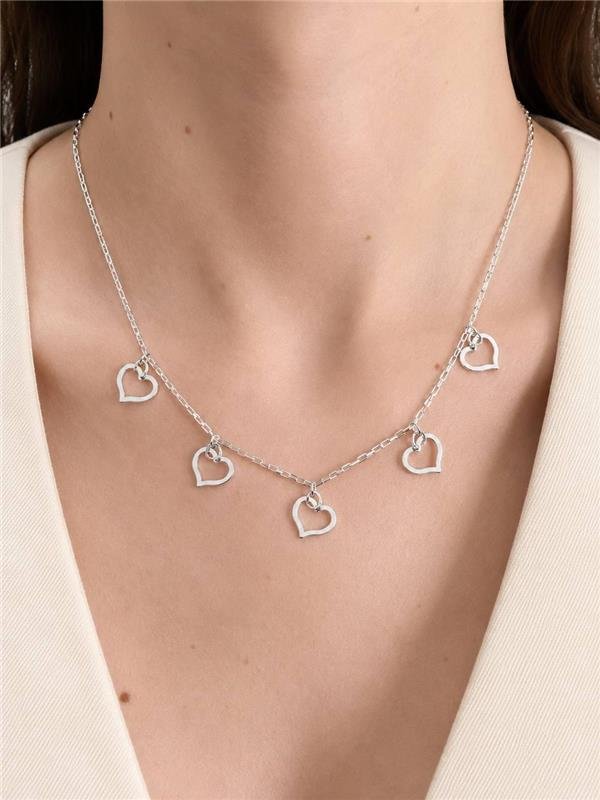 CHOKER ELO TIJOLINHO PINGENTE CORAÇÃO 35CM