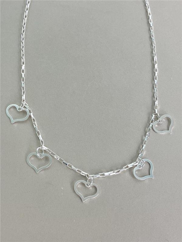 CHOKER ELO TIJOLINHO PINGENTE CORAÇÃO 35CM