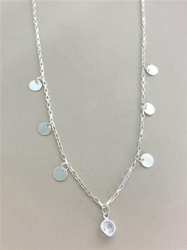 CHOKER ELO TIJOLINHO PINGENTE CIGANINHA E PONTO LUZ 35CM