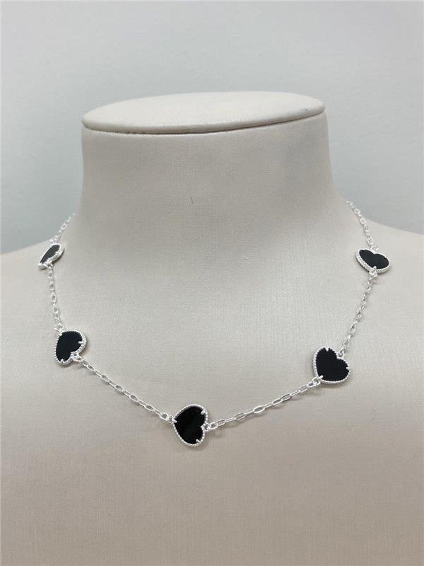 COLAR PINGENTE CORAÇÃO FIXO PRETO
