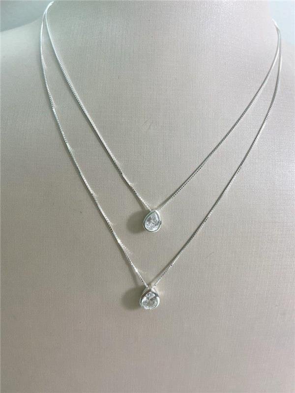 COLAR V12 DUPLO C/PONTO LUZ GOTA 45CM