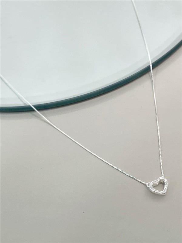 COLAR V12 C/PINGENTE CORAÇÃO VAZADO 42CM