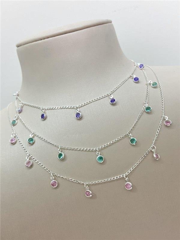 CHOKER ELO C/PINGENTE PONTO LUZ REDONDO 35CM