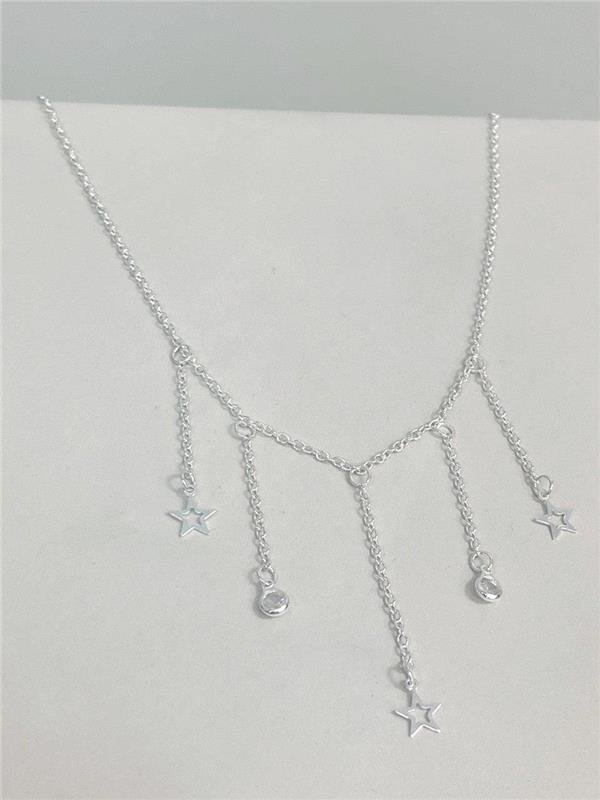 COLAR ELO PORTUGUÊS PINGENTE ESTRELA E PONTO LUZ 42CM