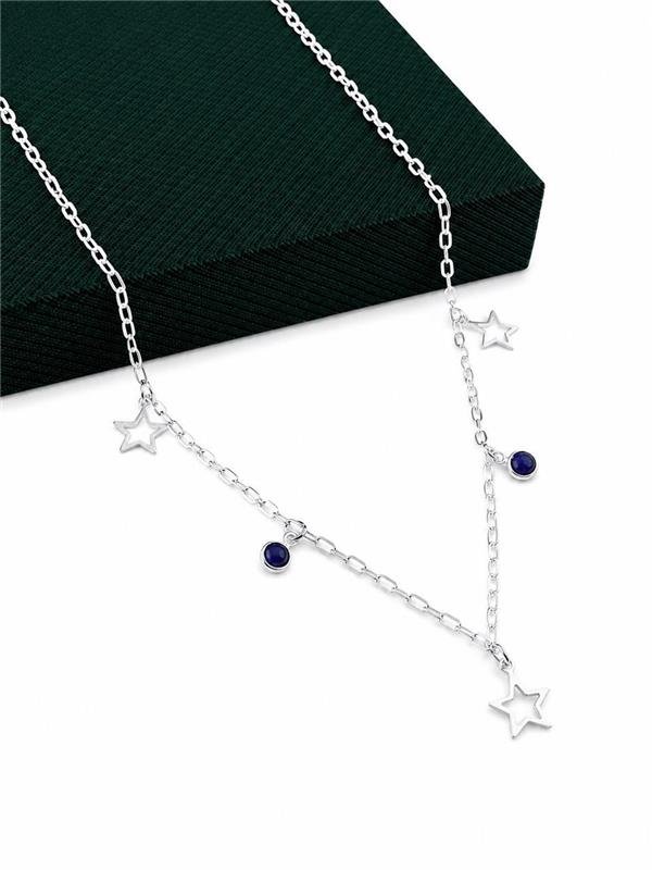 COLAR PINGENTE ESTRELA E PONTO LUZ REDONDO 40CM+5CM EXTENSOR