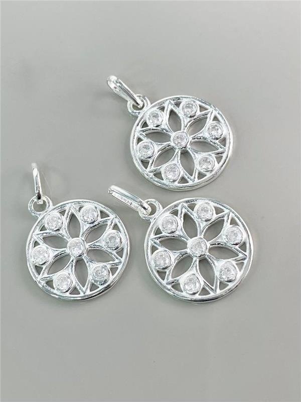 PINGENTE MEDALHA FLOR C/PONTO LUZ