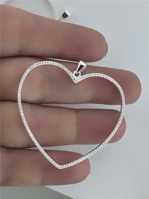 PINGENTE MAXI CORAÇÃO VAZADO C/ZIRCÔNIA 4,5CM