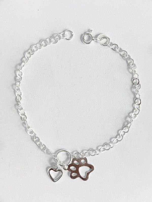 PULSEIRA ELO C/PINGENTE PATINHA E CORAÇÃO