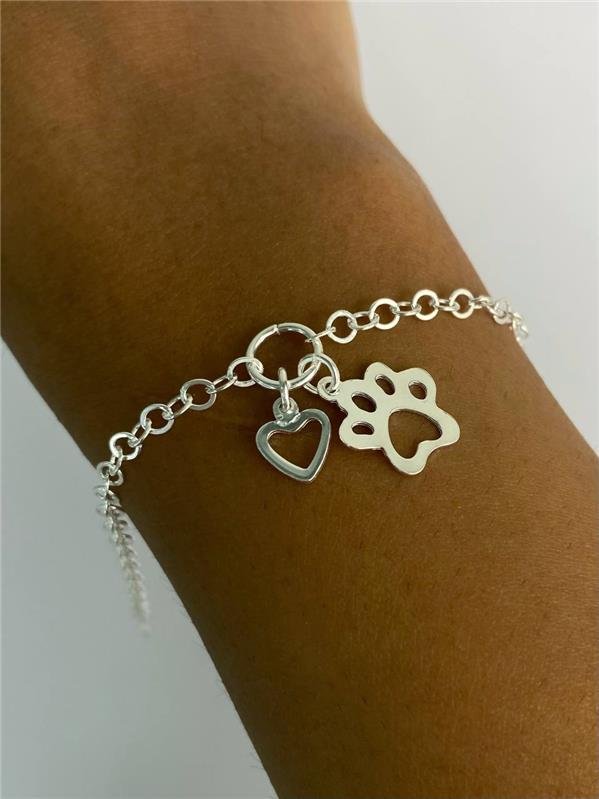 PULSEIRA ELO C/PINGENTE PATINHA E CORAÇÃO