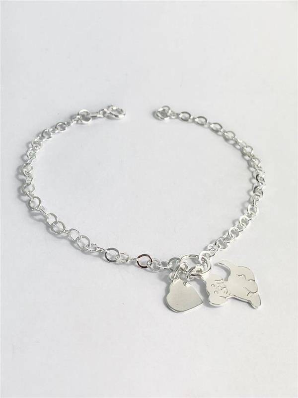 PULSEIRA ELO PINGENTE CACHORRO E CORAÇÃO