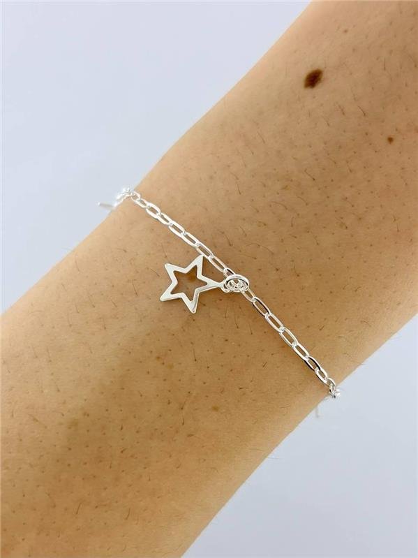 PULSEIRA PINGENTE ESTRELA VAZADA 18CM