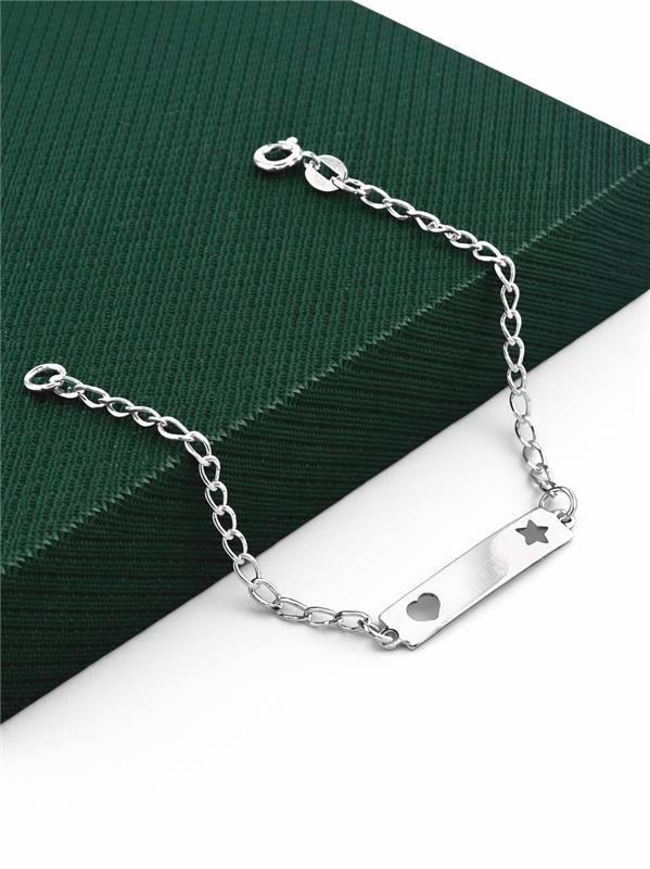 PULSEIRA INFANTIL PLAQUINHA C/CORAÇÃO E ESTRELA 14CM