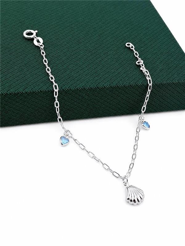 PULSEIRA PINGENTE CONCHA PONTO LUZ CORAÇÃO 18,5CM
