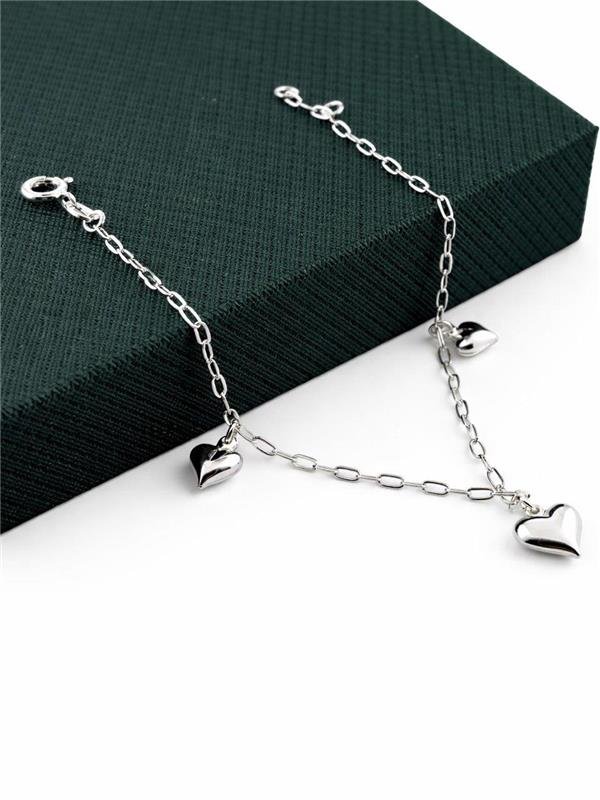 PULSEIRA PINGENTE CORAÇÃO MÉDIO E PEQUENO 18CM