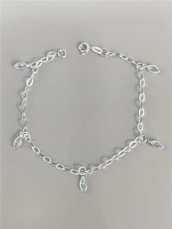 PULSEIRA ELO C/PINGENTE GOTA OVAL CRISTAL