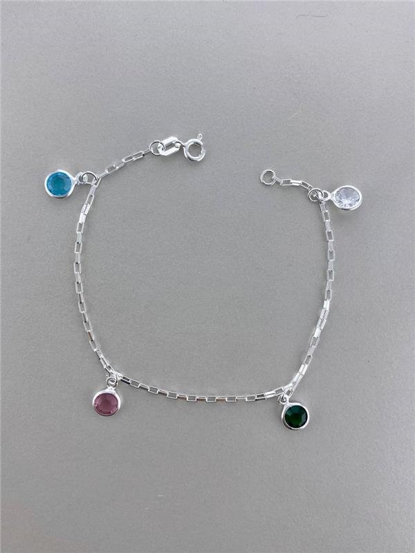 PULSEIRA ELO TIJOLINHO PINGENTE PONTO LUZ COLOR 18CM
