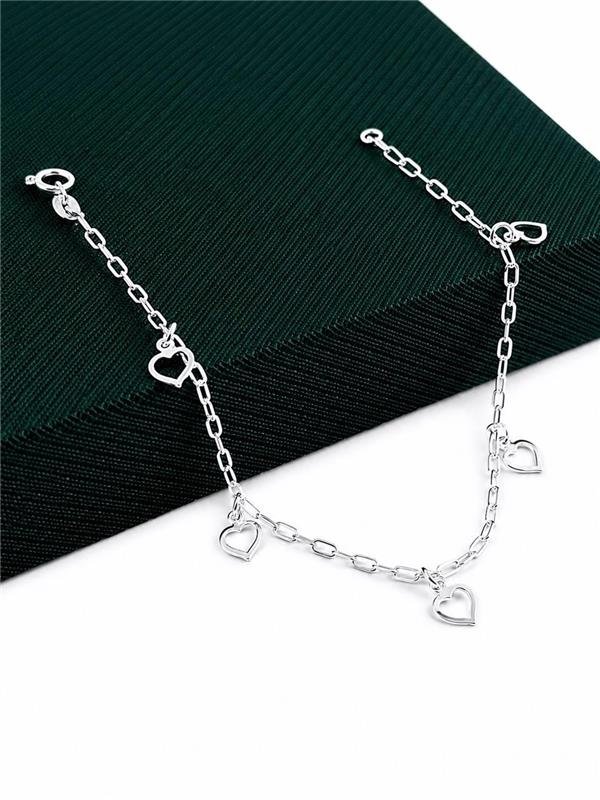 PULSEIRA ELO PINGENTE CORAÇÃO VAZADO 18CM