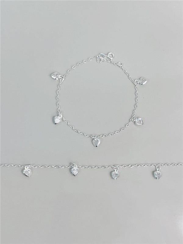PULSEIRA ELO PINGENTE PONTO LUZ CORAÇÃO 20CM