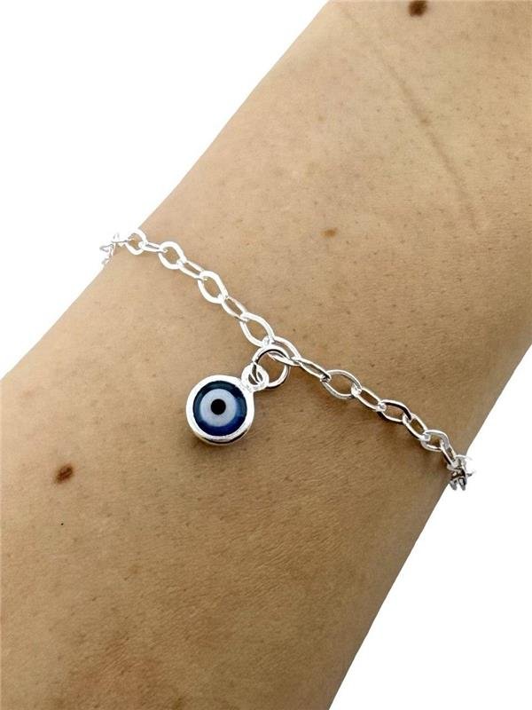 PULSEIRA ELO PING OLHO GREGO AZUL CLARO 18,5CM 