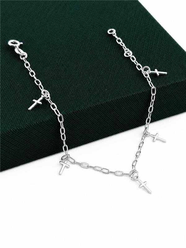 PULSEIRA C/ PINGENTE MINI CRUZ 18CM