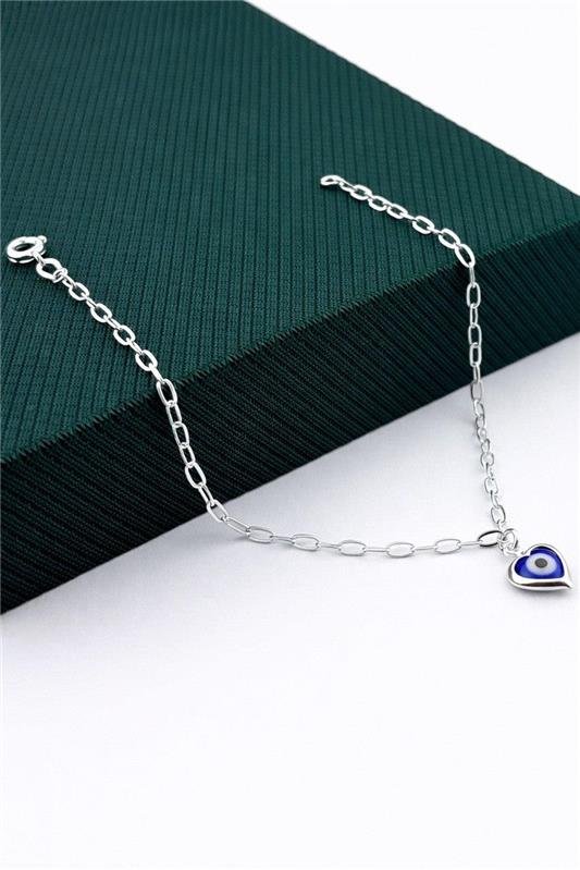 PULSEIRA ELO OVAL ÚNICO OLHO EM CORAÇÃO AZUL ESCURO