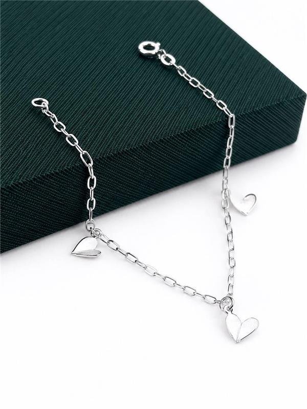 PULSEIRA TRÊS PINGENTE CORAÇÃO ORIGAME 18CM