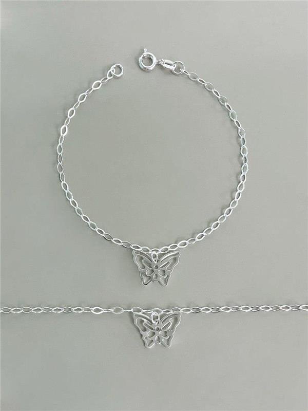 PULSEIRA PINGENTE BORBOLETA ÚNICA 18CM