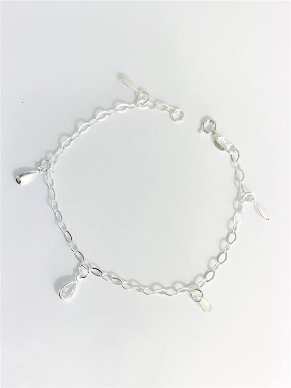 PULSEIRA PINGENTE GOTA LISA E PONTO LUZ 18CM